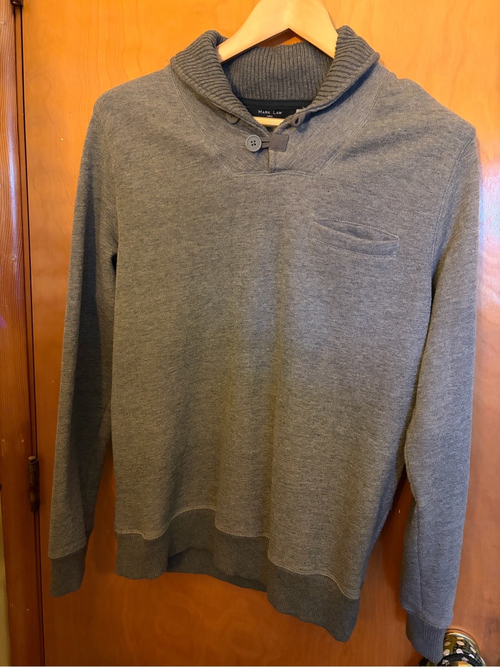 Mark Law Men's Shawl V-Neck Sweater in Gray